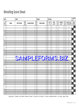 Wrestling Score Sheet 3 pdf free